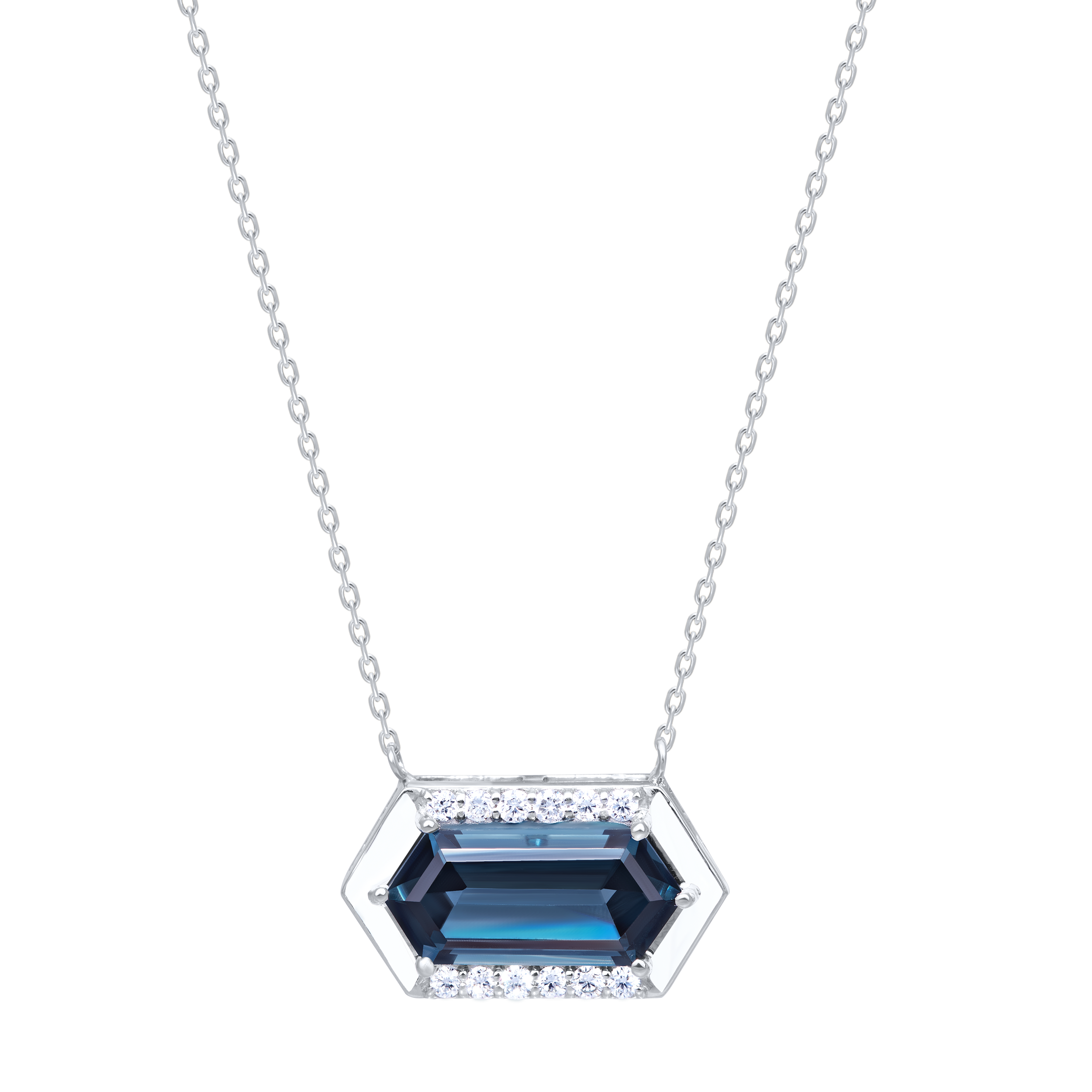 Blue London Topaz with  Diamonds and Enamel
