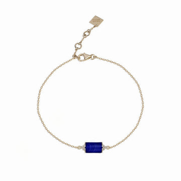 Blue Lapis Bracelet with Diamonds Stone