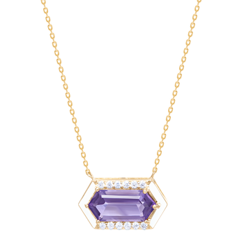 Necklace with Diamonds Amethyst  stone