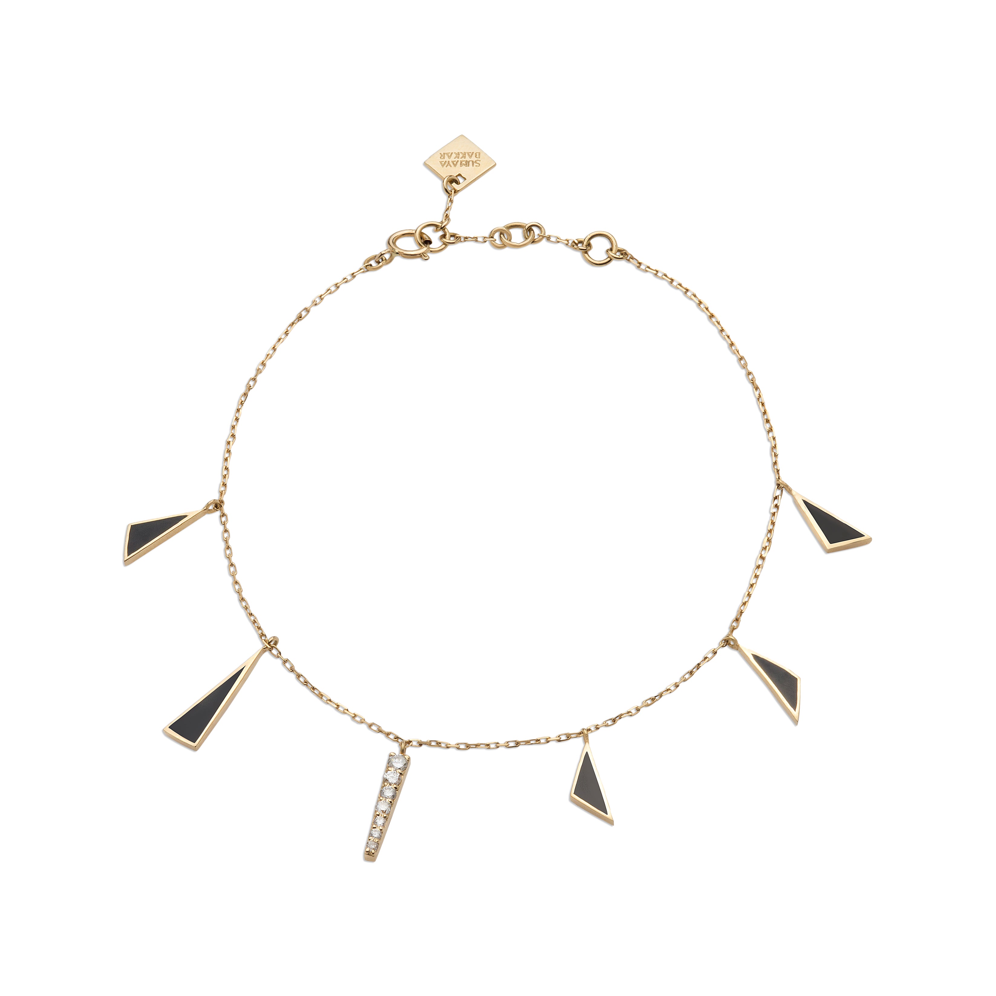 Geometric Bracelet Gold And Diamonds - Black Triangles