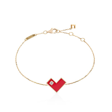 Heart Of Gold Bracelet with Red Enamel & Diamond