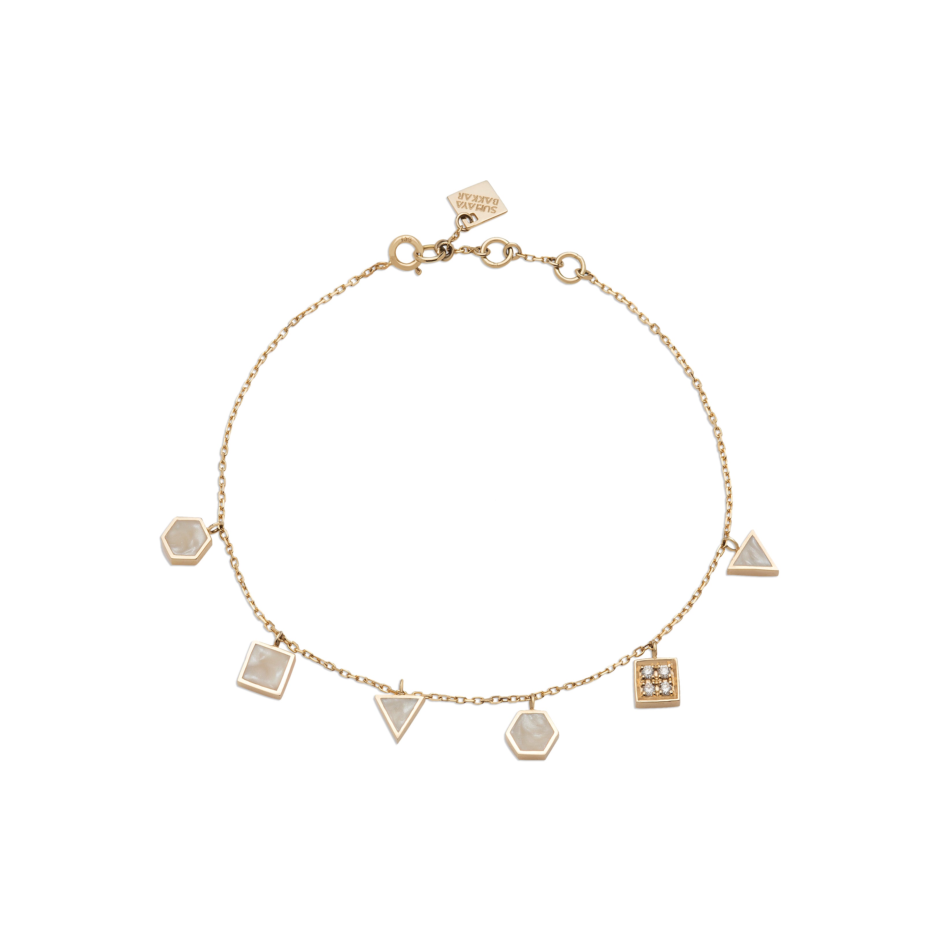 Geometric Bracelet Gold And Enamel with Diamonds