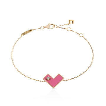 Heart Of Gold Bracelet With Pink Enamel & Diamond