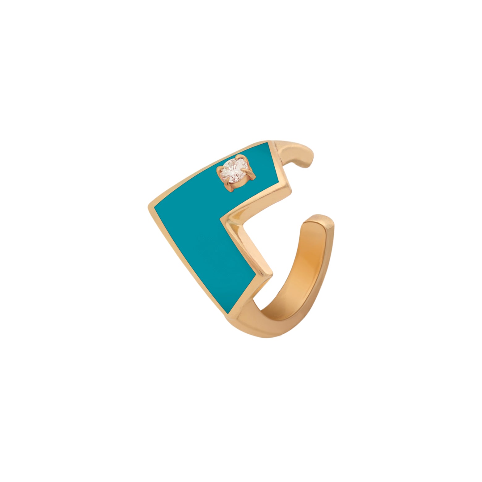 Heart Of Gold Enamel Cuff Earring