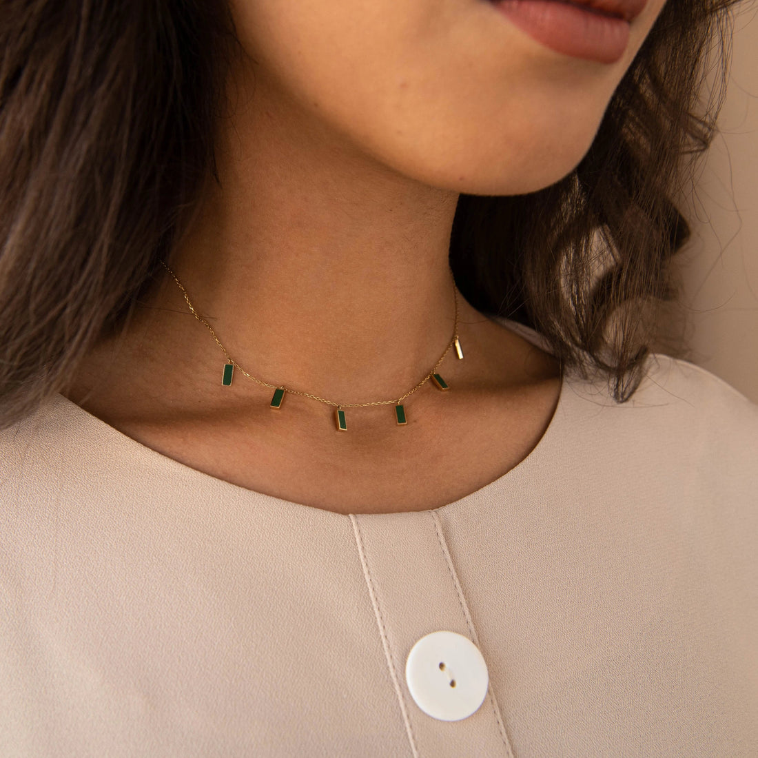 Geometric Choker - Royal Green Rectangle.