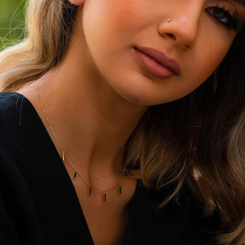 Geometric Choker - Royal Green Rectangle.