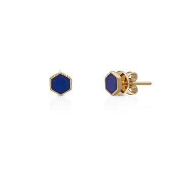 A pair of Hexagon Earrings - Blue Royal Enamel