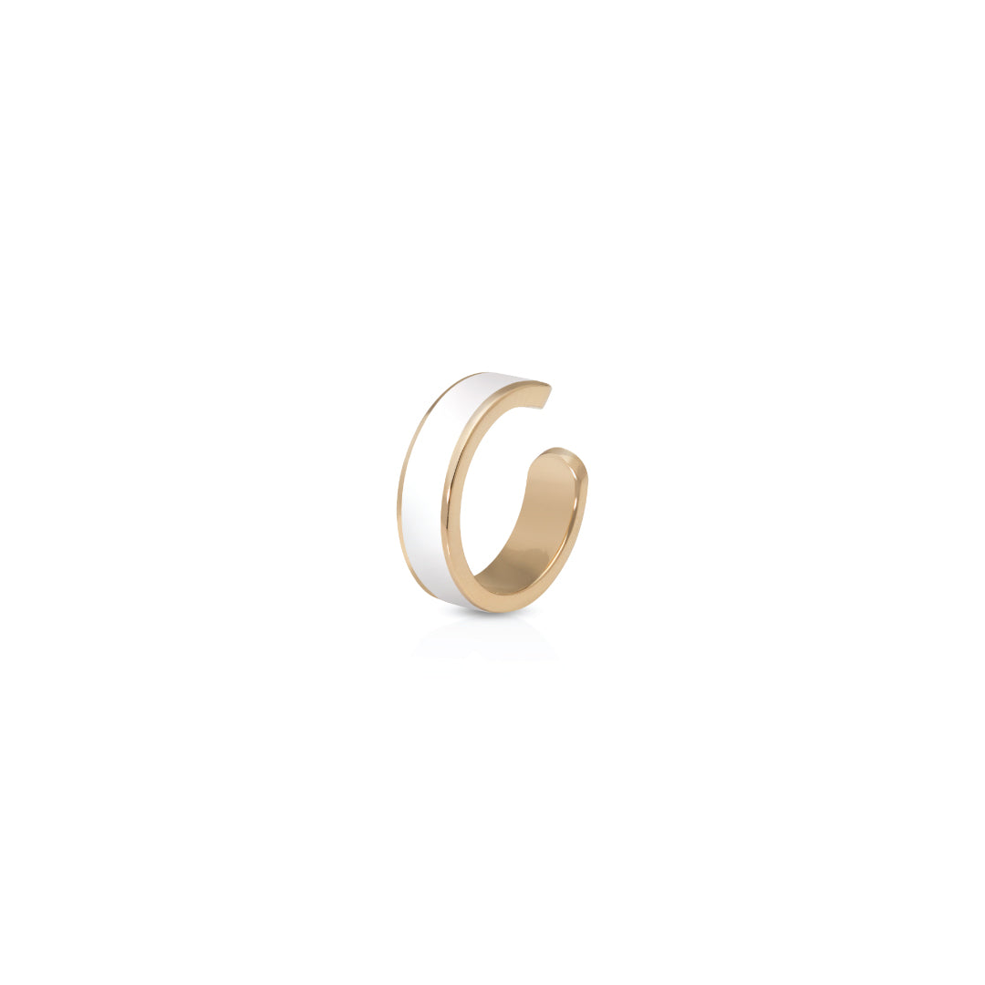 Ear Cuff Gold with White Enamel