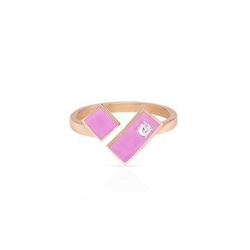 Heart of Gold Enamel Ring - Pink