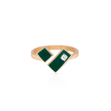 Heart of Gold Enamel Ring - Green