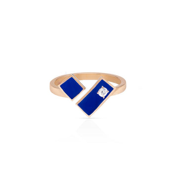 Heart of Gold Enamel Ring - Dark Blue