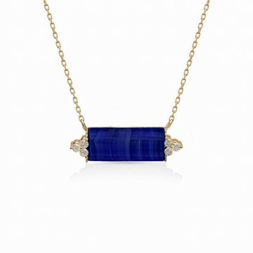 Blue Lapis Necklace with Diamonds Stone