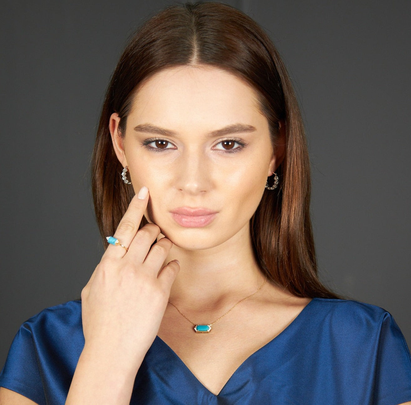 YellowGold with Natural Turquoise Stone and Enamel