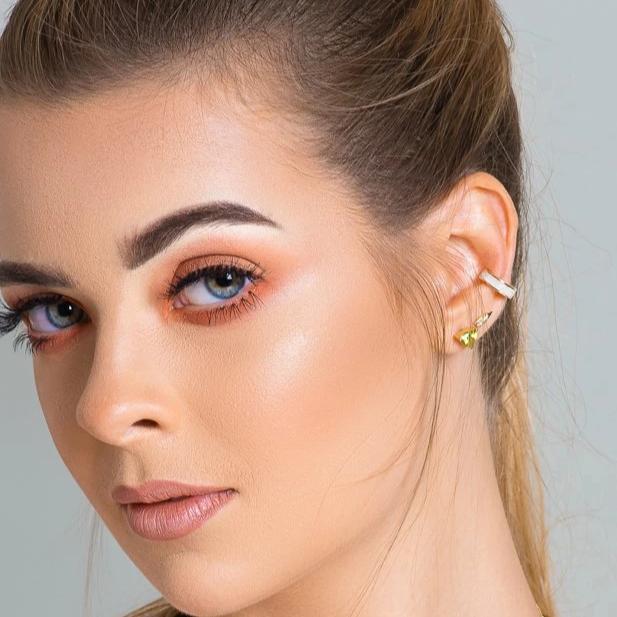 Ear Cuff Gold with White Enamel