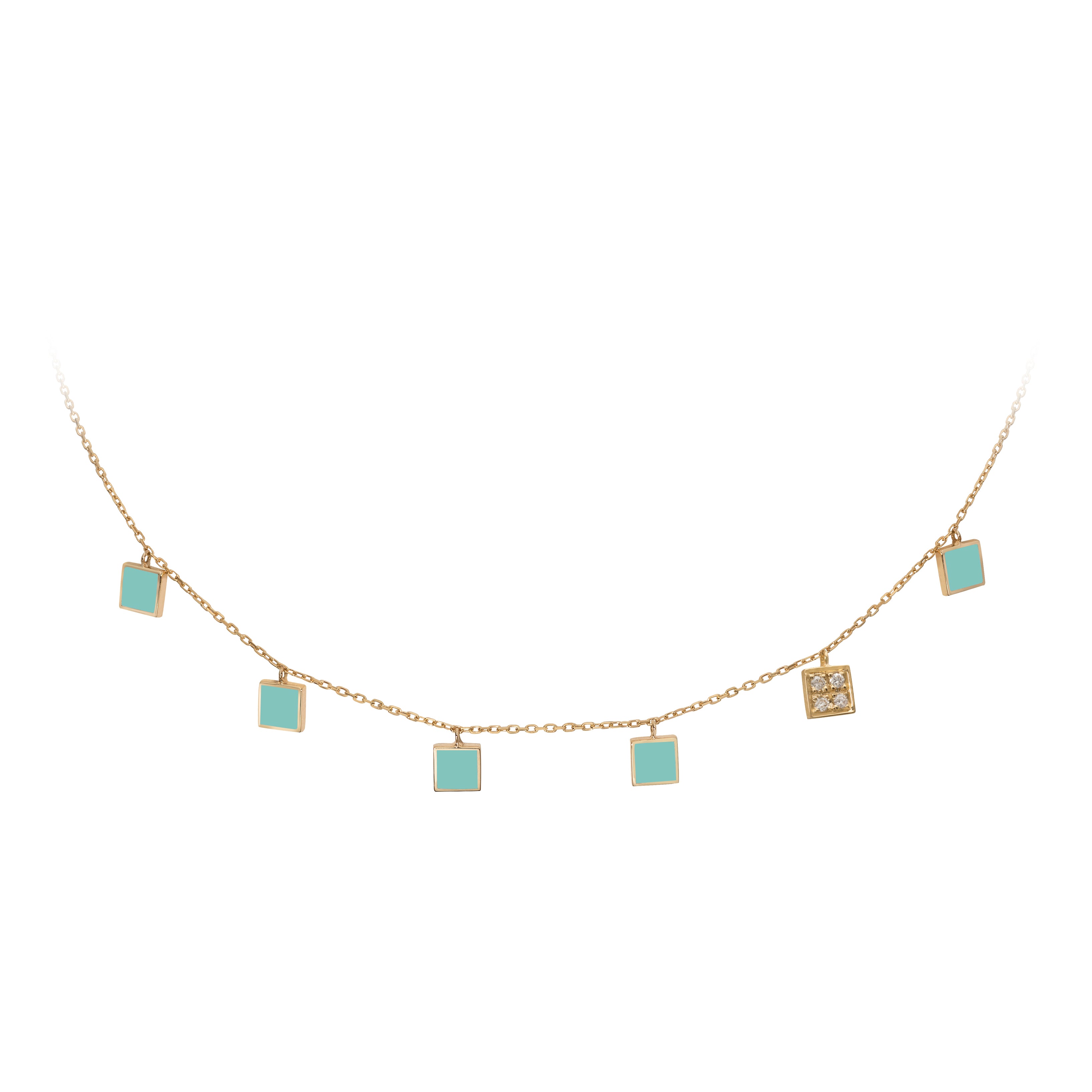 Geometric Choker with Diamonds - Tiffany Squares