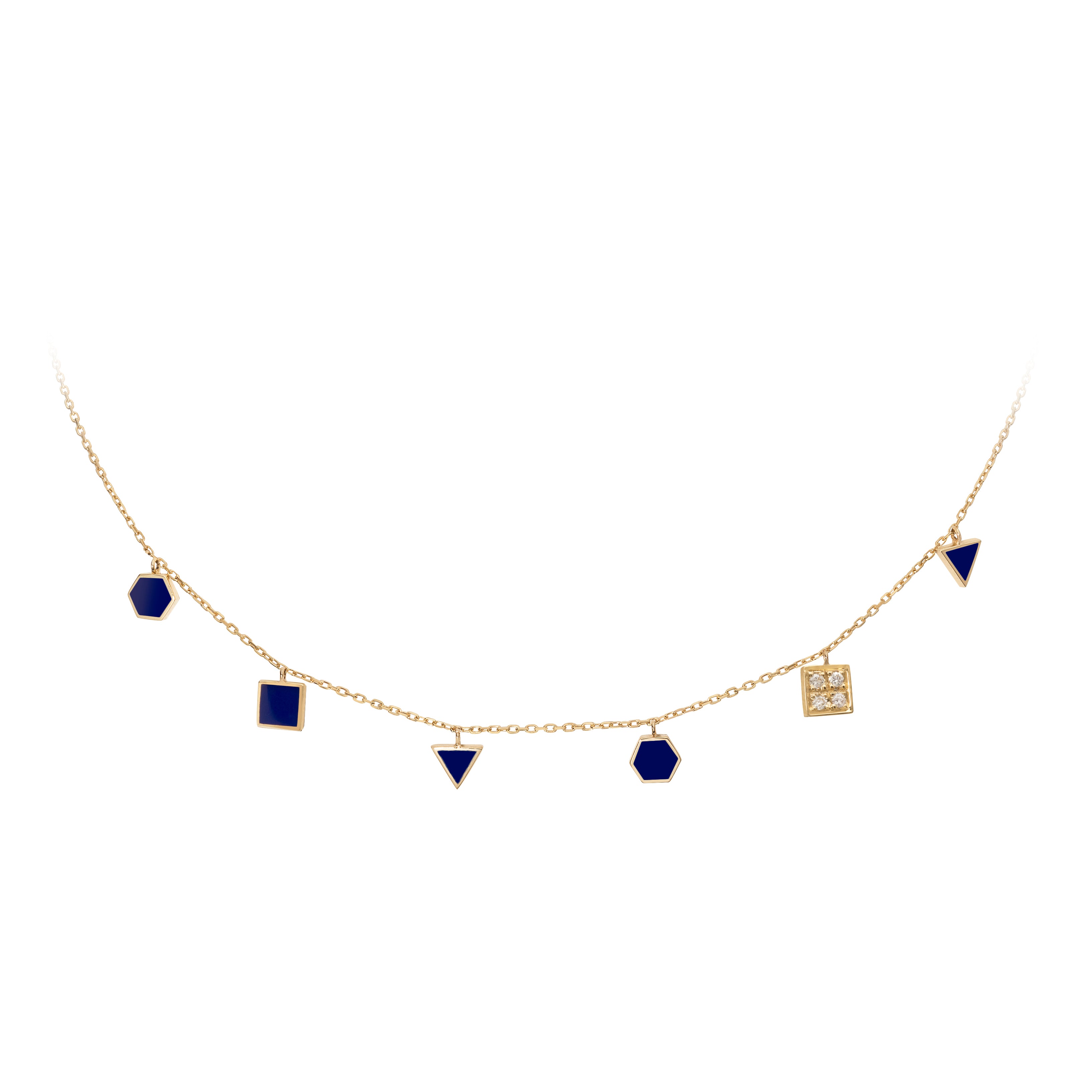 Geometric Choker with Diamonds - Royal Blue