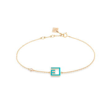 Letter Bracelet Gold and Enamel with diamonds (ع)