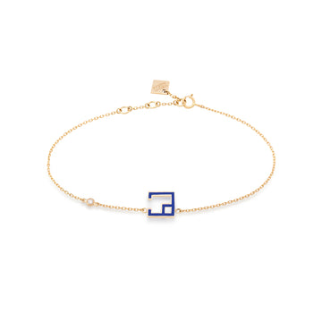 Letter Bracelet Gold and Enamel with diamonds (هاء)