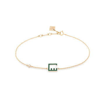 Letter Bracelet Gold and Enamel with diamonds (س)