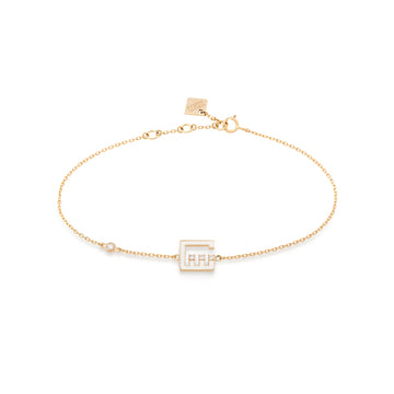 Letter Bracelet Gold and Enamel with diamonds (ش)