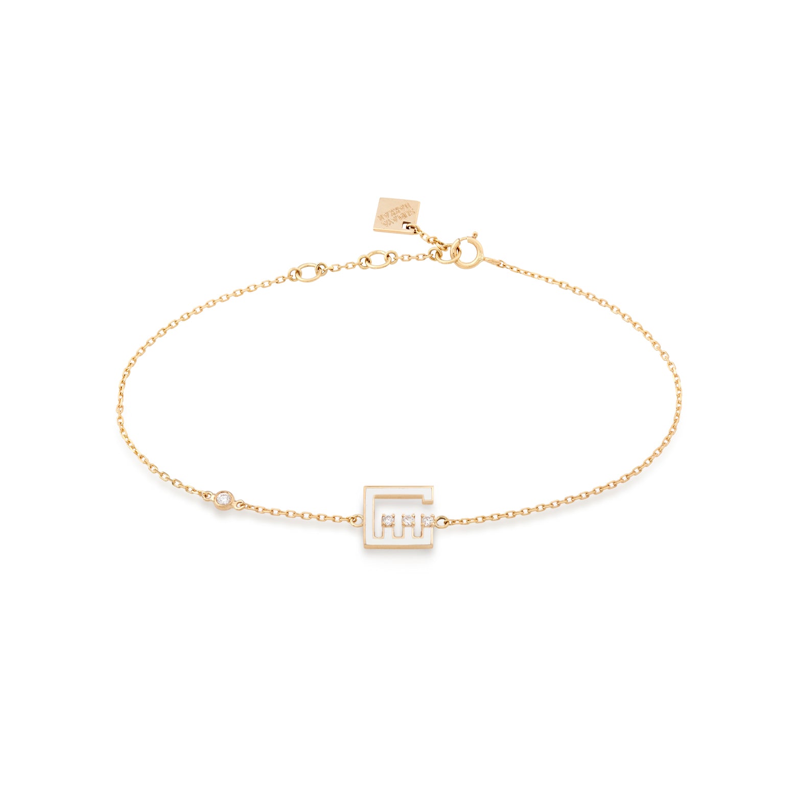 Letter Bracelet Gold and Enamel with diamonds (SHEEN)