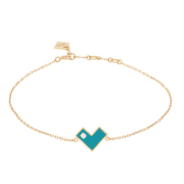 Heart Of Gold Bracelet With Turquoise Enamel & Diamond