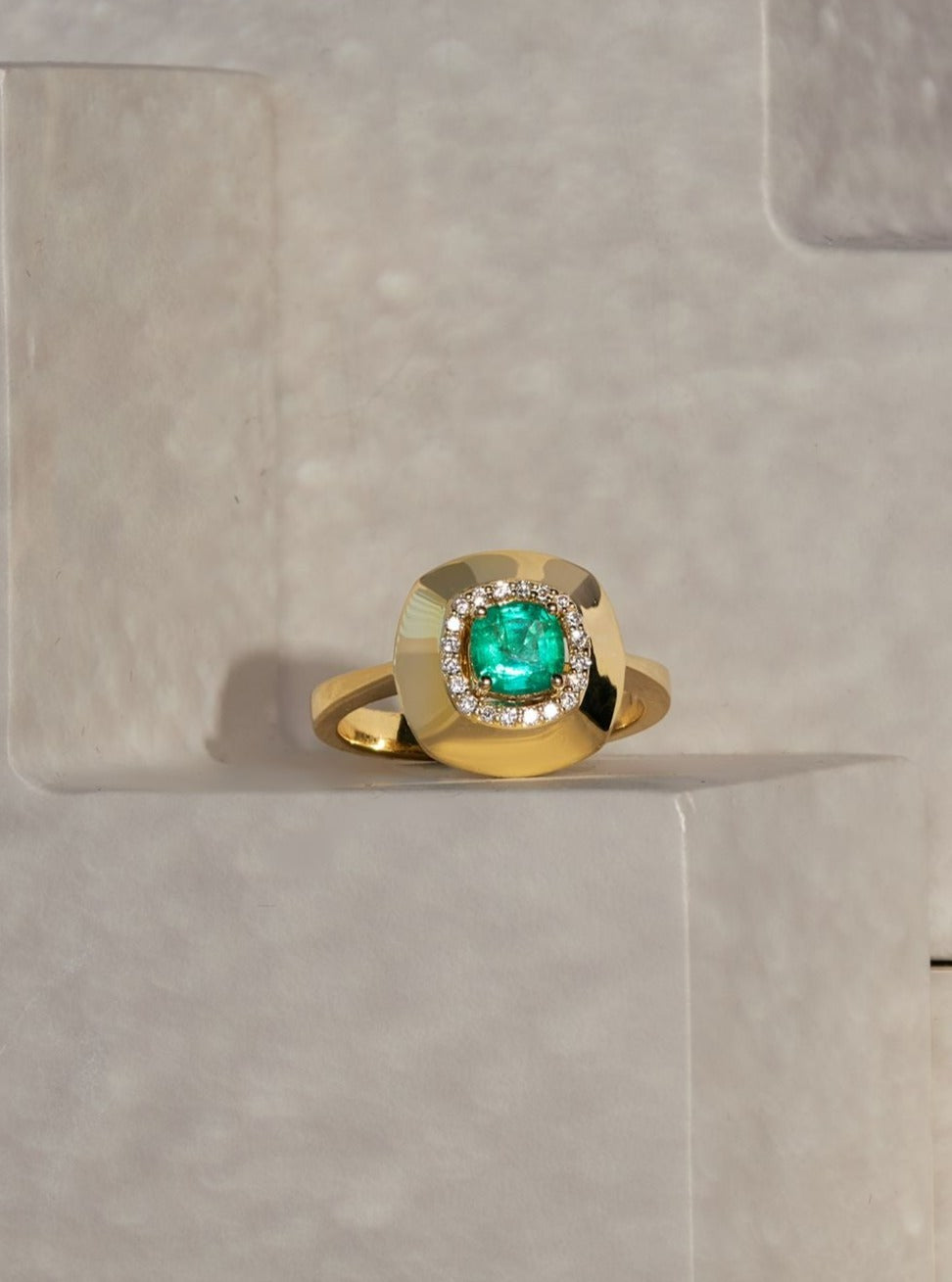 Diamonds and Emerald Stone Ring