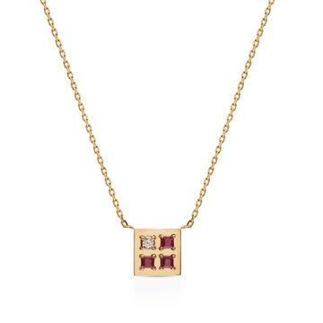 Be different Square Ruby Necklace - Square shape