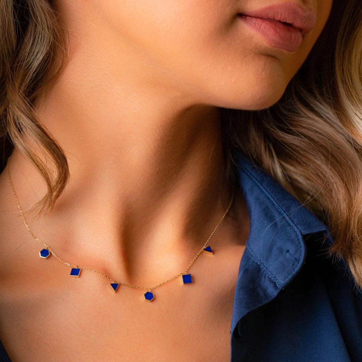 Geometric Choker  - Royal Blue