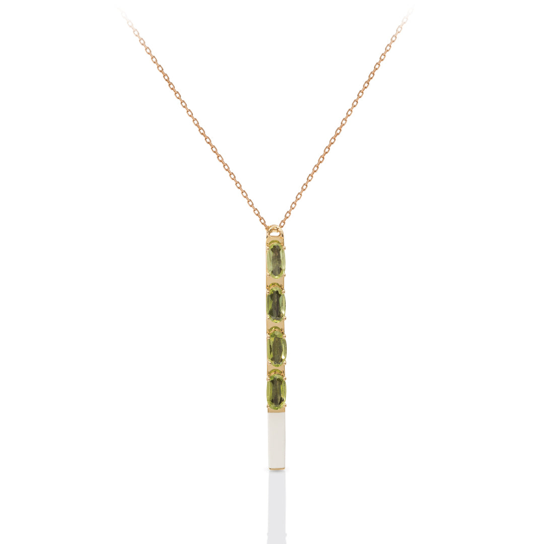 Gold & White Enamel Bar with Green perdote