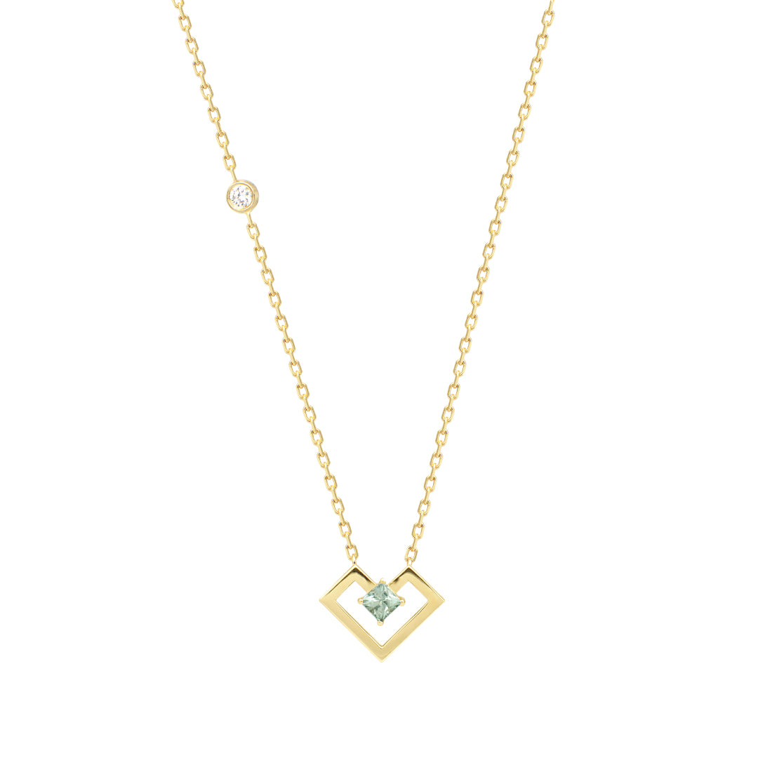 Heart Of Gold Gems Stone  Necklace