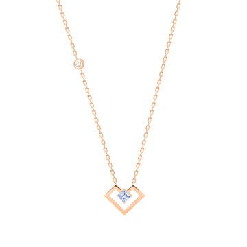 Heart Of Gold Necklace, Light Blue