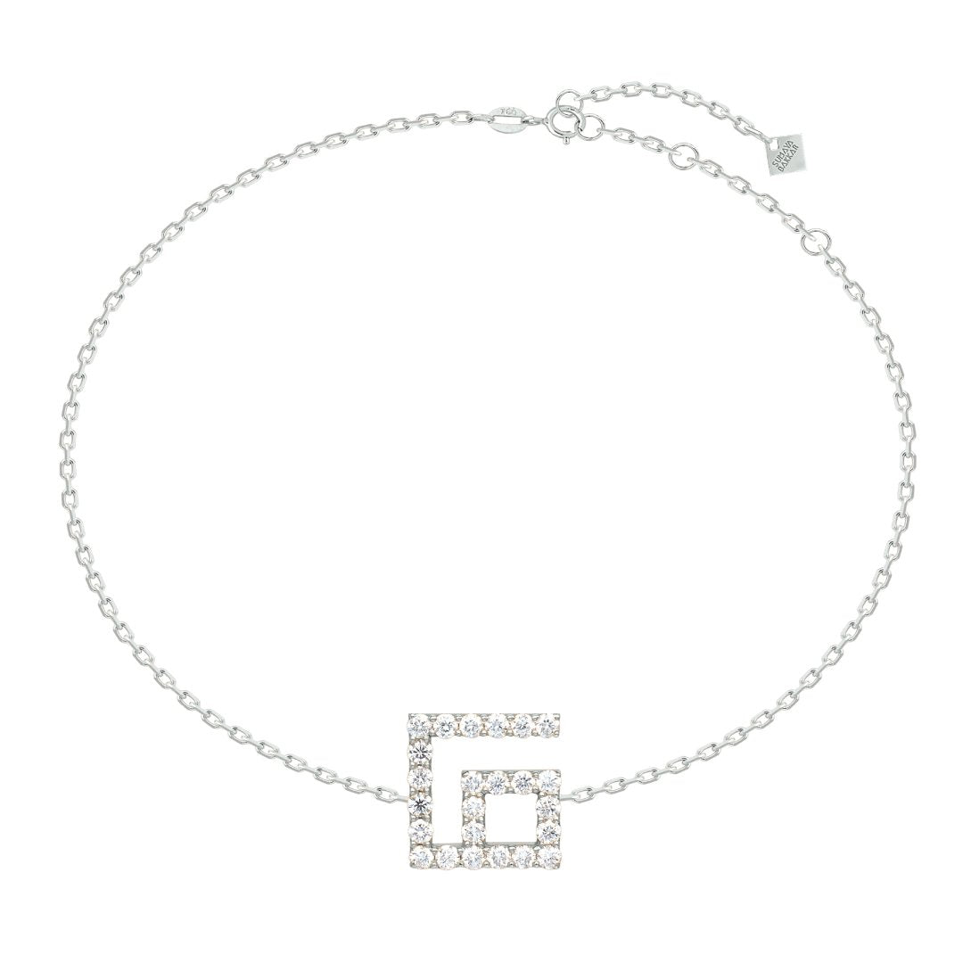 Arabic Alphabet Letter Full Diamonds Bracelet (MIM)