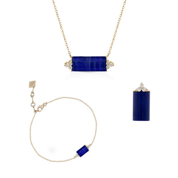 Blue Lapis Set with Diamonds Stone